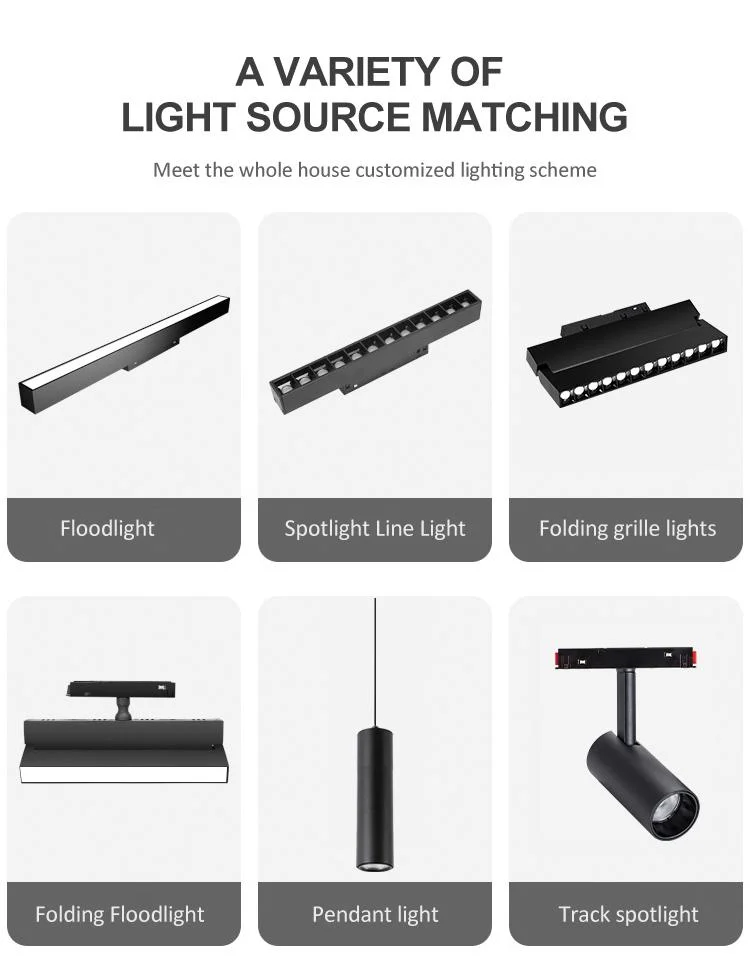 Factory Magnetic Suction Track for Home Commercial Office AC 220V DC 48V Magnetic Suction LED Track Light