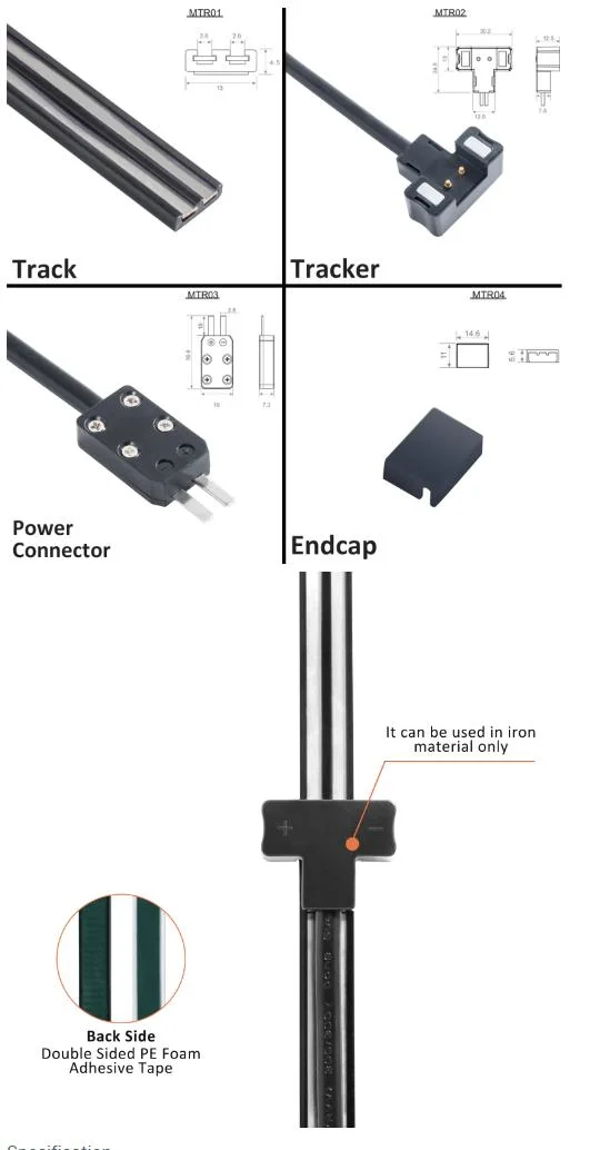 Magnetic Surface Mounting Mini DC Power Track Shelf Display Lightin