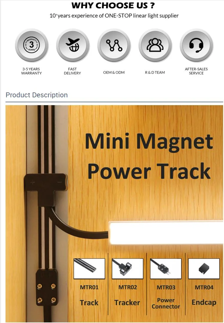 Magnetic Surface Mounting Mini DC Power Track Shelf Display Lightin